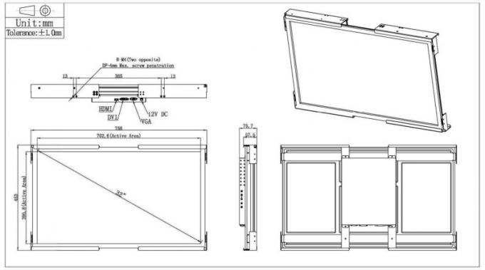 Vandal Proof 32 Inch Open Frame Monitor For Smart Lockers Kiosks 0